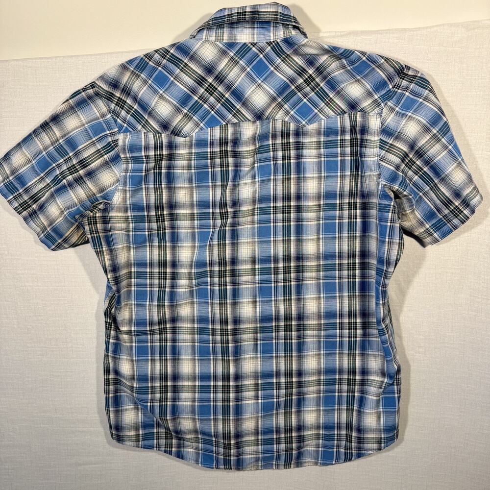 Vintage Wrangler Western Snap Shirt L Plaid Pearl Snap Cowboy USA Style - Picture 3 of 9